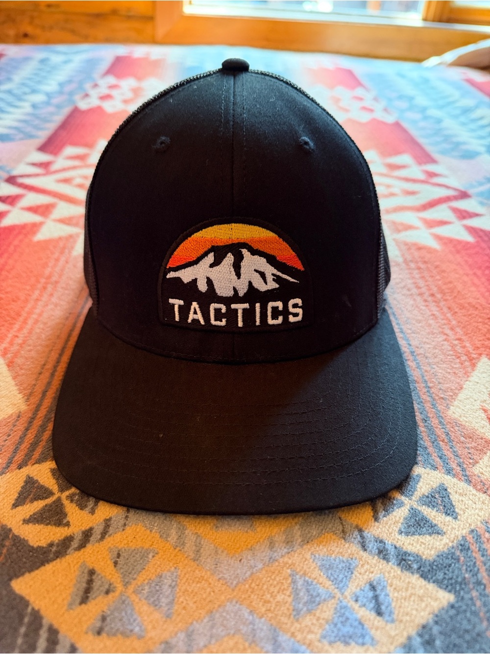 Tactics Black Trucker Hat Mountain Sunset Snapback Cap